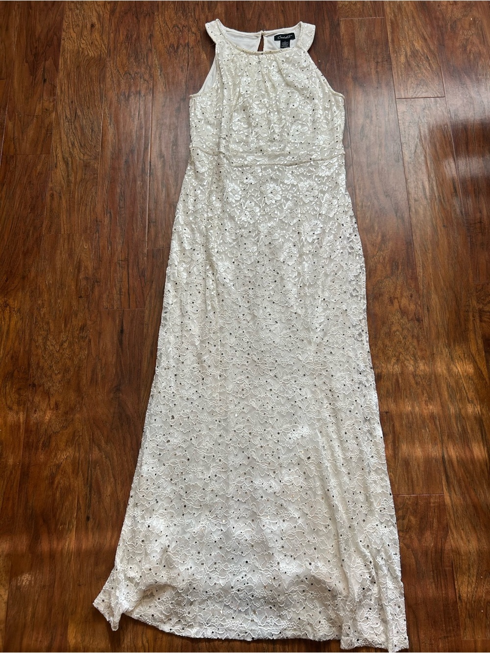 Sleeveless Lace Halter-Style Maxi Dress with Sequins Fairy Whimsical Cottagecore - Picture 1 of 13